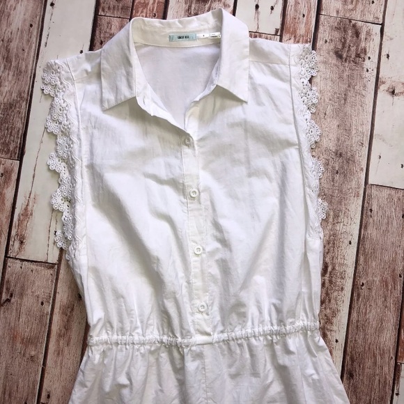 Kimchi Blue UO Collared Shorts Romper Lace Trim - Picture 5 of 8